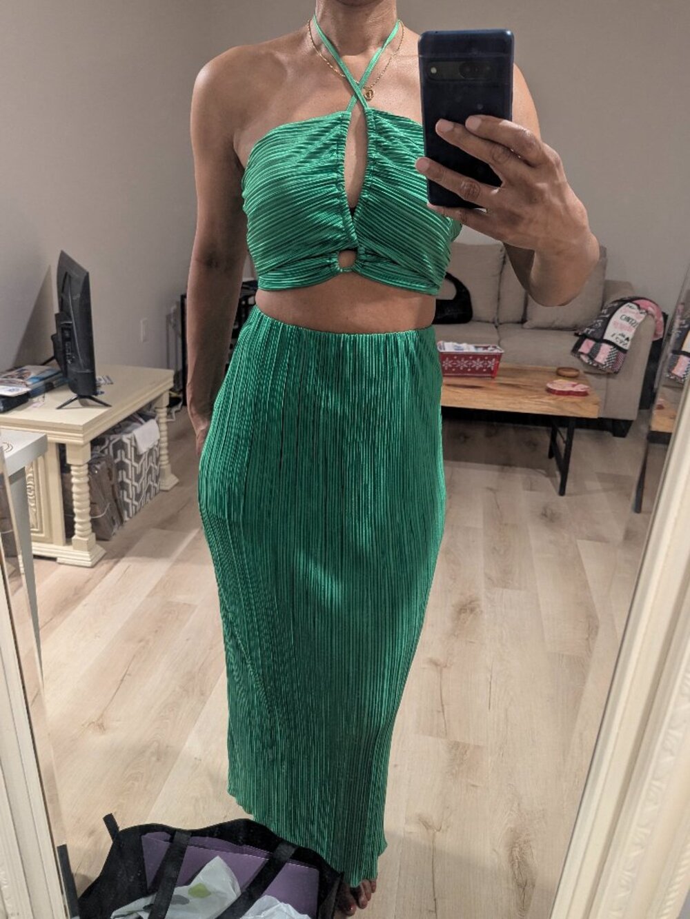 Green Skirt Set